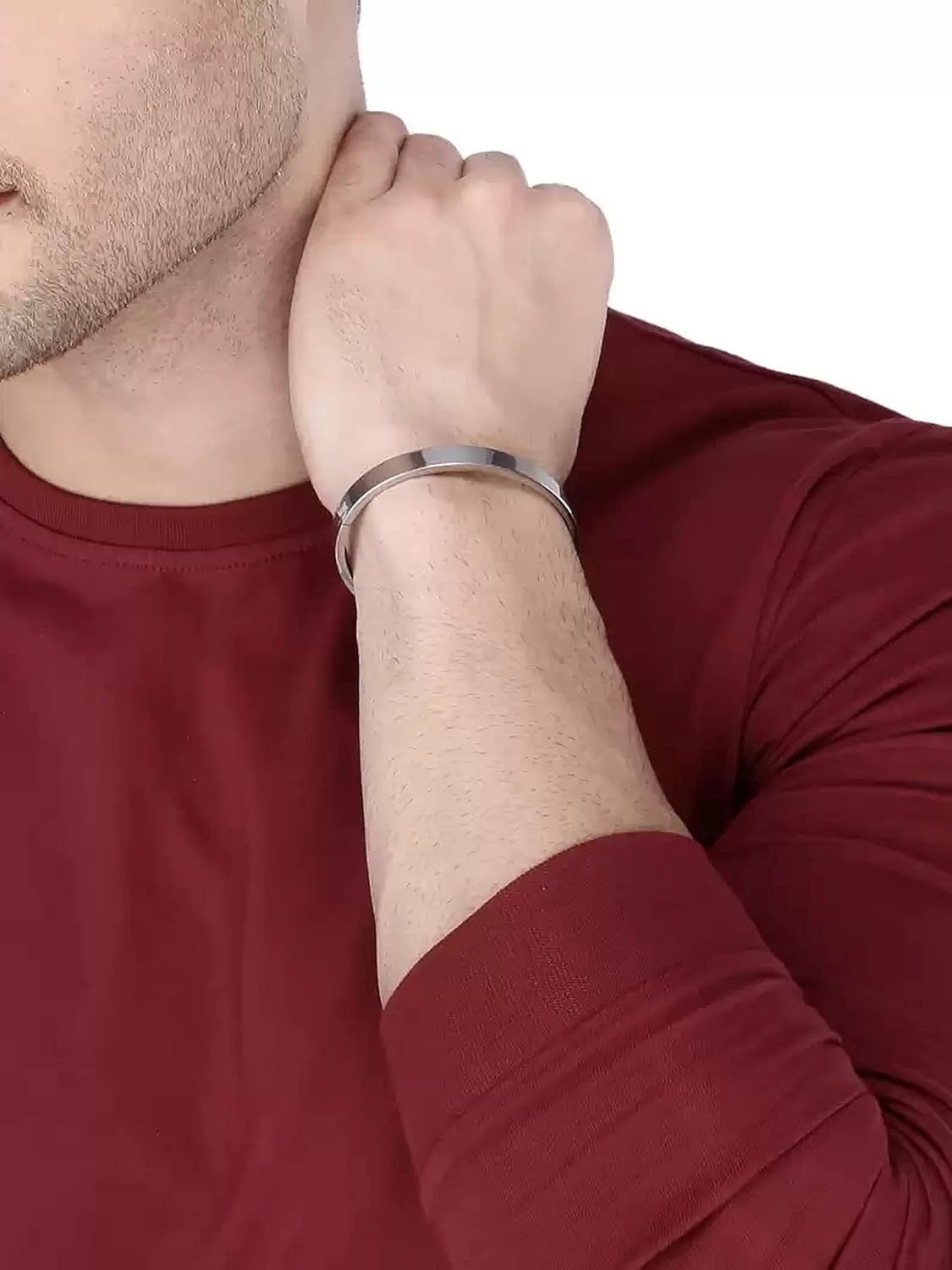 RITZART Black Stainless Steel Kada Bracelet for Men | Anti-Tarnish Glossy Flat Kada Bangle with Concealed Lock
